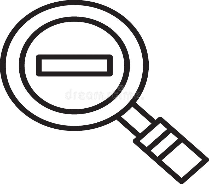 Magnifying Glasses Icon with Strip Black and White Stock Illustration