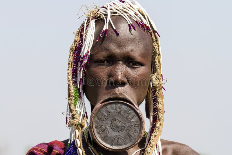 Portrait of a Mursi Woman in Ethiopia Editorial Photo - Image of park ...