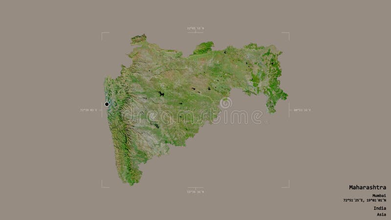 Satellite Map Of Maharashtra Maharashtra - India. Bounding Box. Satellite Stock Illustration -  Illustration Of Territory, Asia: 193798706