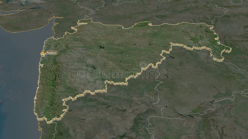 Satellite Map Of Maharashtra Maharashtra, India - Extruded With Capital. Satellite Stock Illustration -  Illustration Of Geography, Atlas: 188582683