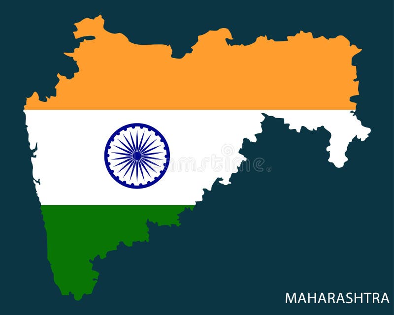 Maharashtra state map with Indian flag vector illustration