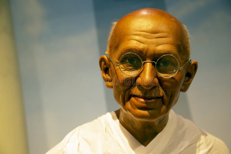 New York, USA - April 30, 2018: Mahatma Gandhi in Madame Tussauds of New York