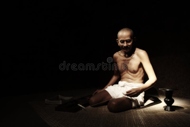 NAKORNPRATHOM,THAILAND-MARCH 27:Mahatma Gandhi brought freedom to India and new method of solving disputes Non-Violence show at Thai Human Imagery Museum on MARCH 27,2015 in Nakornprathom,Thailand