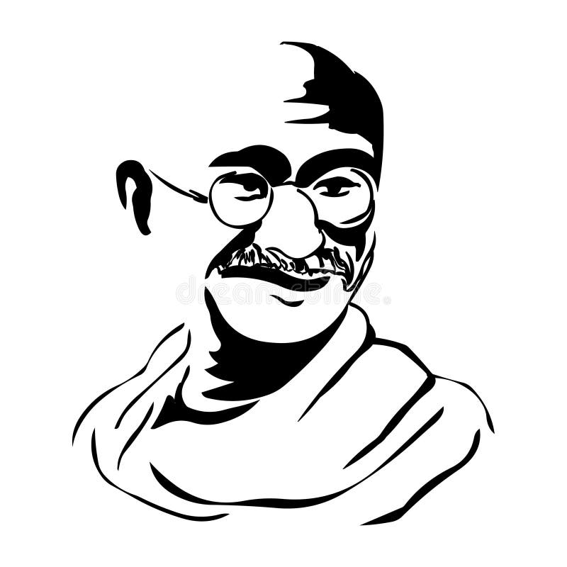 Mahatma Gandhi.Vector portrait illustration of Mahatma Gandhi. Mahatma Gandhi vector illustration isolated on white background vector illustration