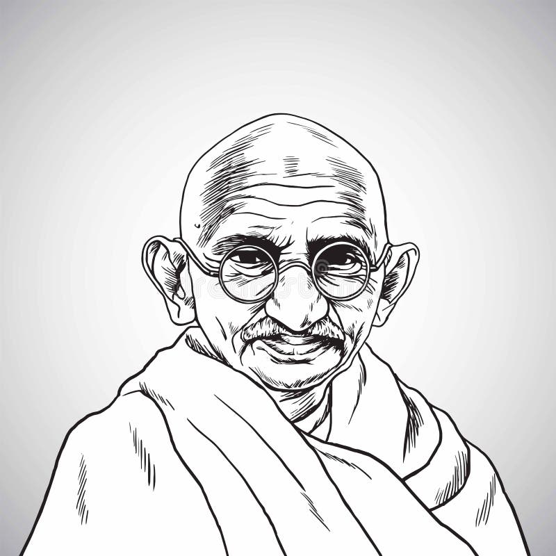 Mahatma Gandhi Png Clipart - Mahatma Gandhiji Face Drawing, Transparent Png  - kindpng