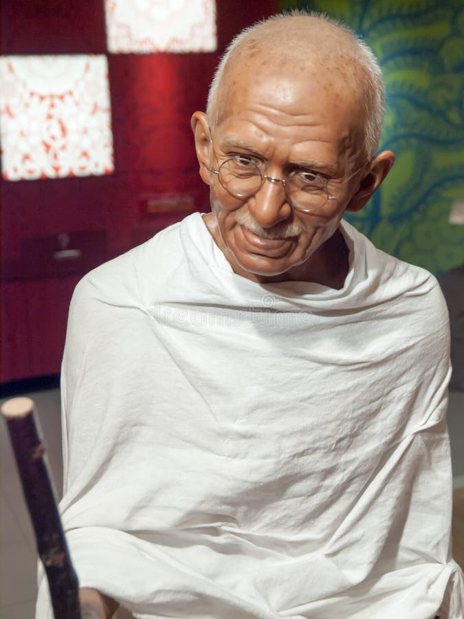 Mahatma Gandhi wax statue at the famous Madame Tussaud's museum in Bangkok, Thailand.