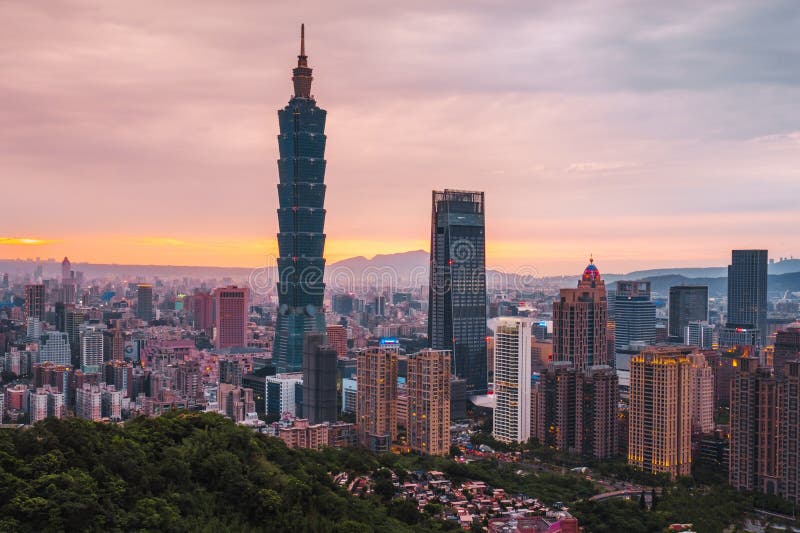 4. Mai 2019: Skyline von Errichten Taipeh-Stadtbild Taipehs 101 von Taipeh-Finanzstadt, Taiwan