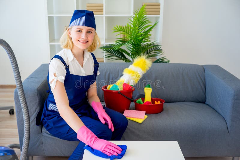 Maid of cleaning service stock photo. Image of household 97110164