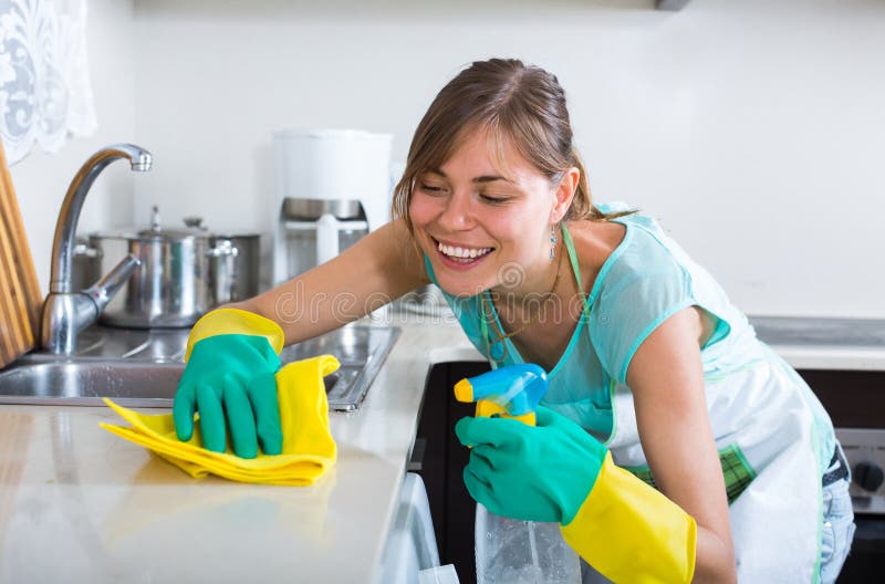 Maid Doing Professional Cleanup Stock Image Image of occupation