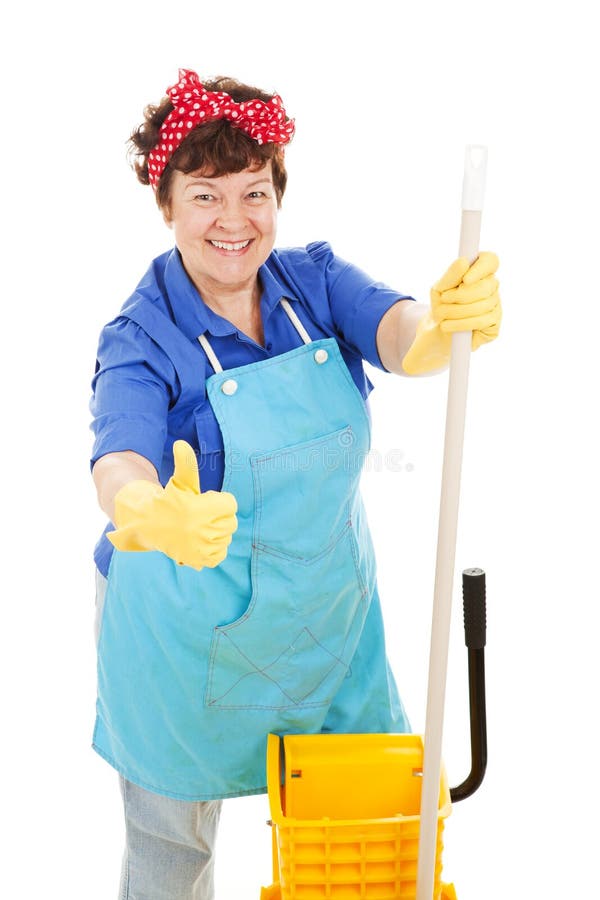 Maid Gives Thumbs Up for Cleanliness Stock Image - Image of janitor ...