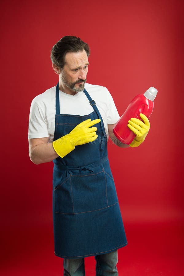 Maid or Houseman Cares about House. Spring Cleaning. Domestic Helper.  Commercial Cleaning Company Concept. Bearded Man Stock Image - Image of  floor, houseman: 137754101