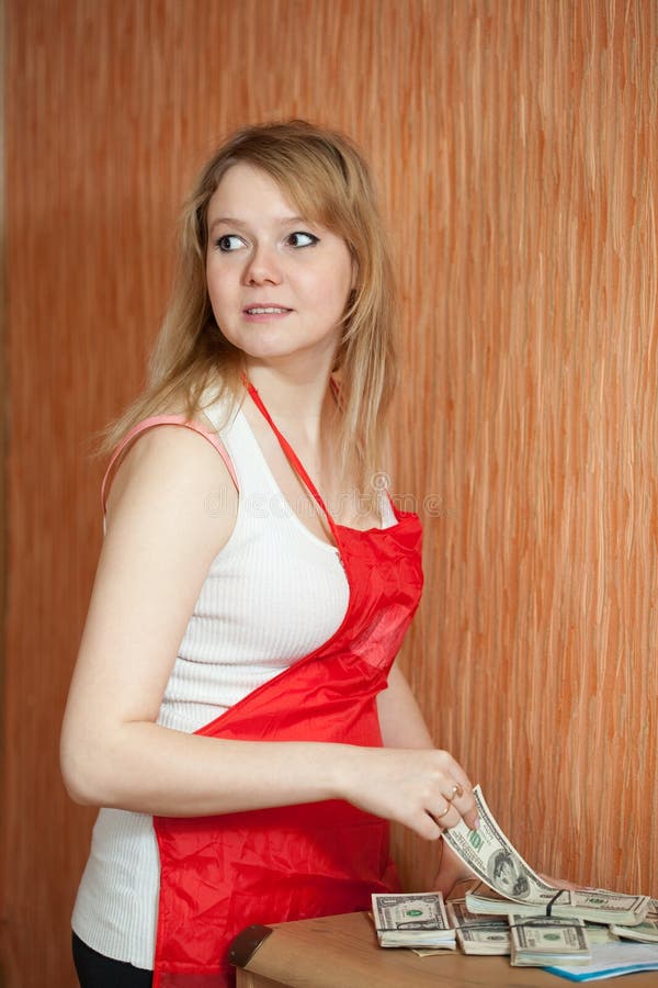 Maid Steals Money from the Table Stock Image Image of adult, dollars