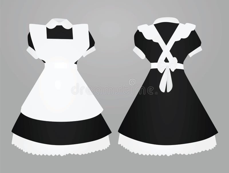 Maid uniform. front and back view stock illustration