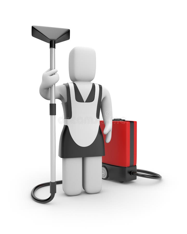 Maid with vacuum cleaner royalty free illustration