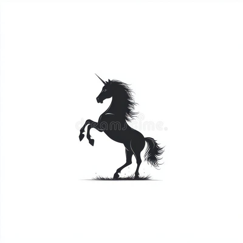 Maiestuoasa Siluetă Unicorn Neagră Care Se Ridică royalty free illustration