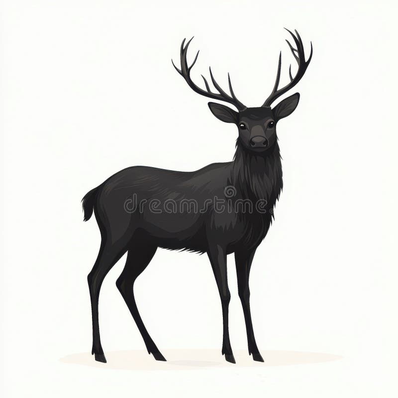 Maiestuos Negru Cerbi Natură Animal Faună royalty free illustration