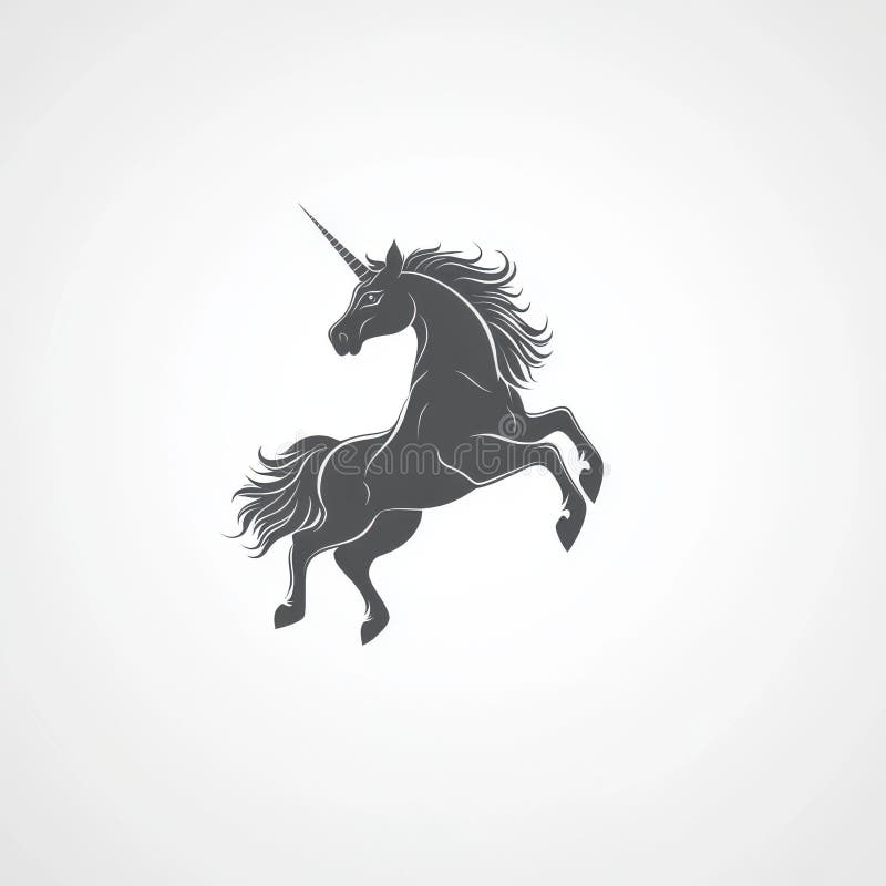 Maiestuosul Unicorn Negru Care Sare Silueta Artă Fantastică royalty free illustration