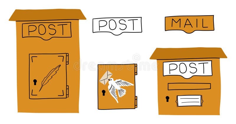 post box drawing, Letter Box drawing, post office drawing