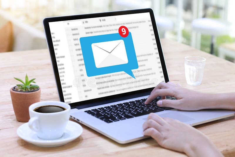 Mail Communication Connection message to mailing contacts phone stock image