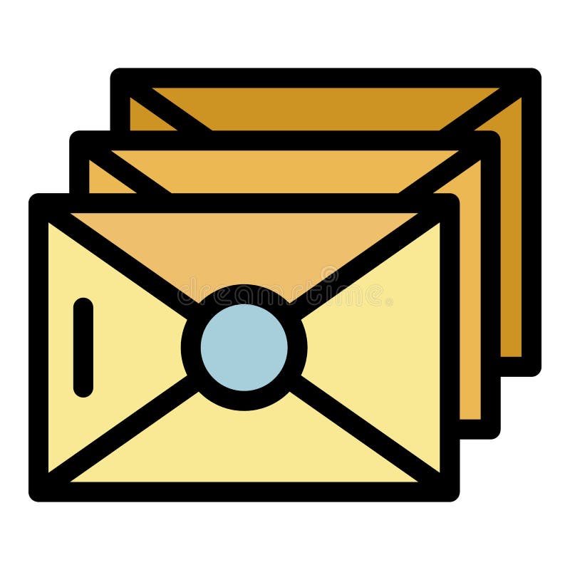 Mail envelope icon color outline vector stock illustration