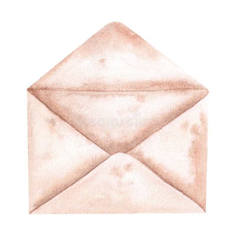 Mail envelope open drawn by watercolor stock illustration
