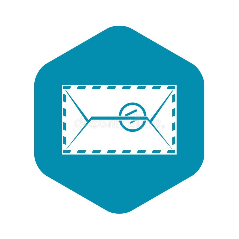 Mail envelope with a stamp icon, simple style stock illustration
