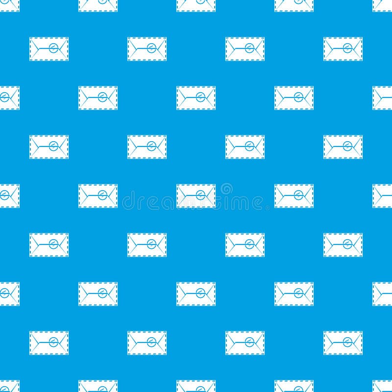 Mail envelope with a stamp pattern seamless blue royalty free illustration
