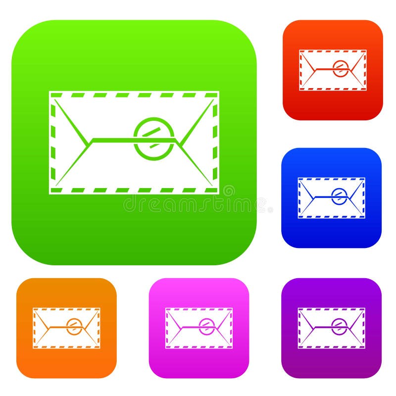 Mail envelope with a stamp set color collection royalty free illustration