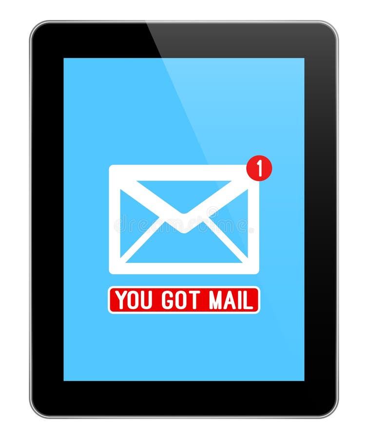 Mail Notification On Modern Black Tablet vector illustration