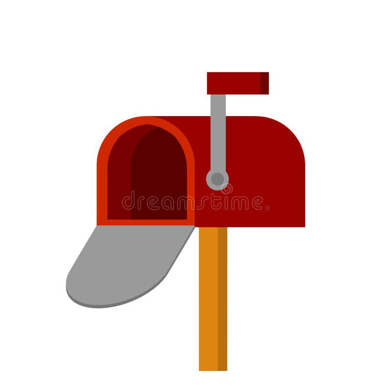 Mail red empty box. Open door. Element of house. Mailbox vector illustration