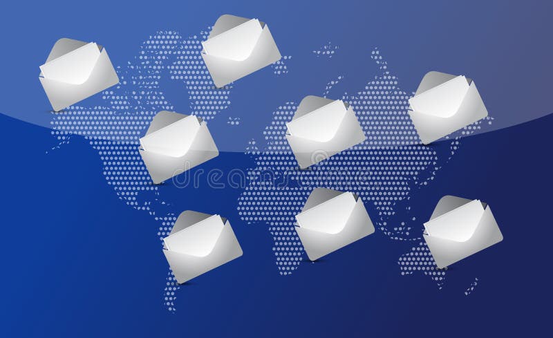 Mail world wide for social network communication. vector illustration Mail world wide for social network communication. vector illustration