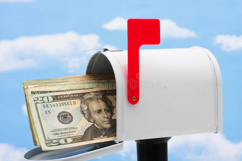 Mailbox handing over money stock image. Image of handing 7269247