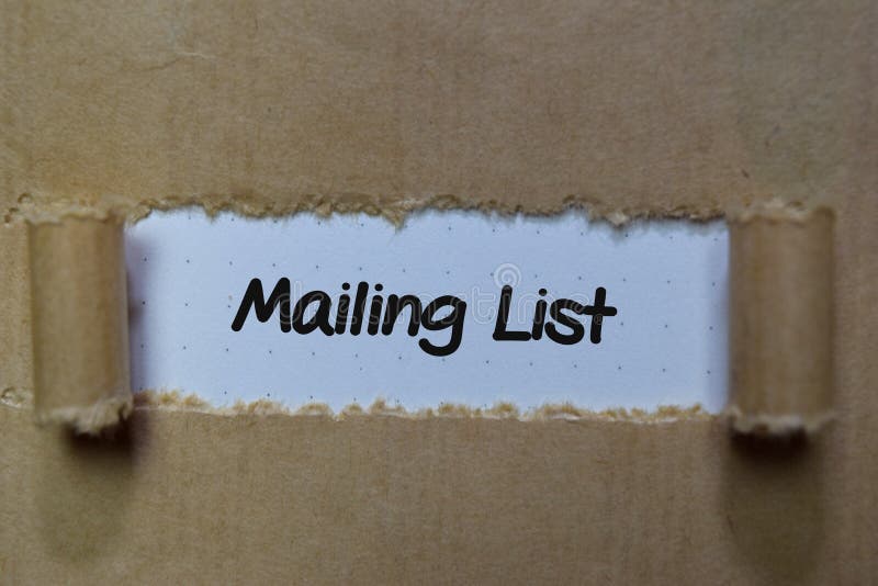 Mailing List Write on White and Brown Torn Paper Stock Photo Image of