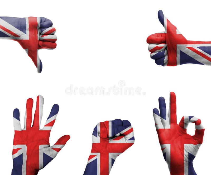 Main avec le drapeau du R-U image stock Main avec le drapeau du R-U image stock