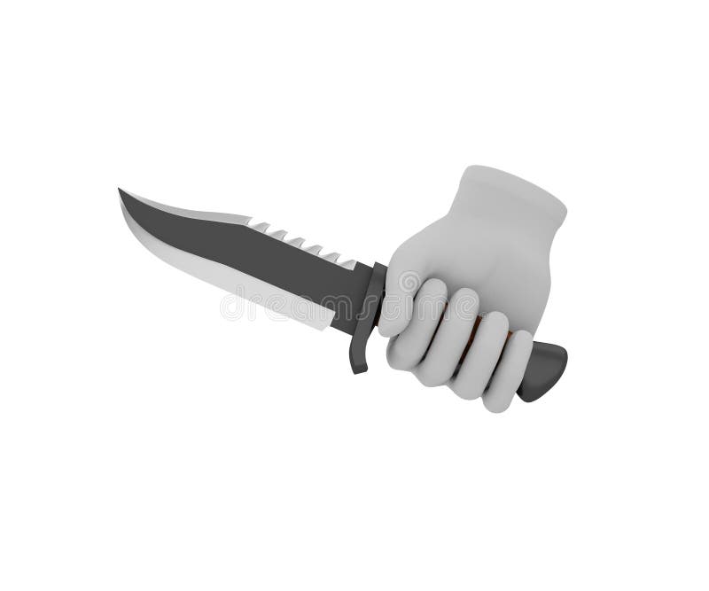 Main dans un gant blanc tenant un couteau 3d rendent illustration stock Main dans un gant blanc tenant un couteau 3d rendent illustration stock