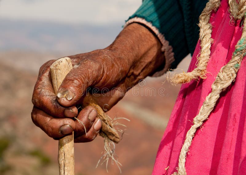 Hand of old woman in south america, Peru. Hand of old woman in south america, Peru