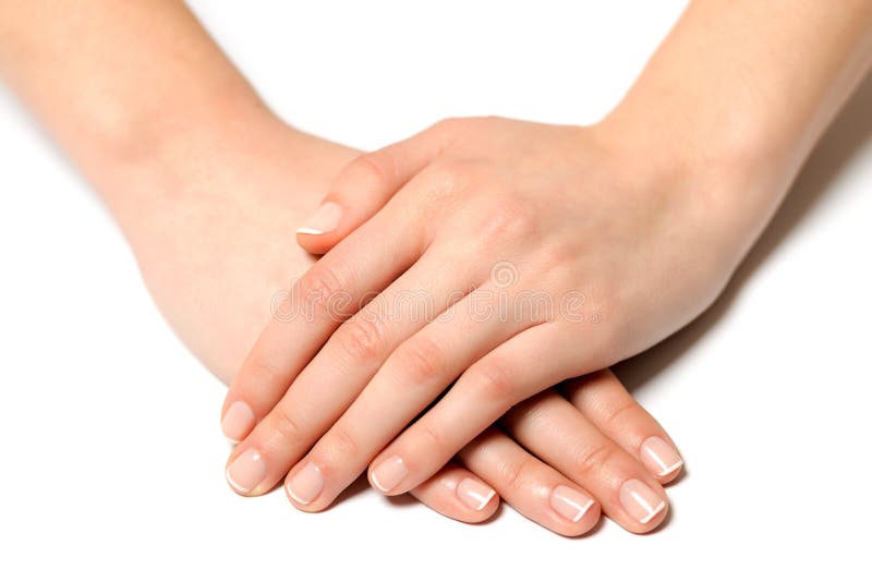 Main de femme d'ongle avec la manucure de Frances photographie stock Main de femme d'ongle avec la manucure de Frances photographie stock