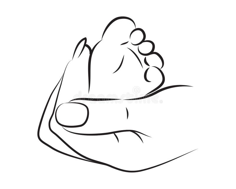 Main De Femme Tenant Un Pied De Bebe Illustration De Vecteur Illustration Du Noir Main Main De Femme Tenant Un Pied De Bebe Illustration De Vecteur Illustration Du Noir Main