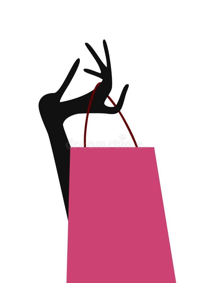 Main de Madame avec le sac à provisions illustration stock Main de Madame avec le sac à provisions illustration stock