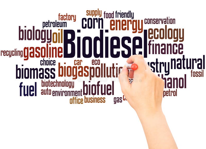 Main de nuage de mot de biodiesel écrivant le concept illustration stock Main de nuage de mot de biodiesel écrivant le concept illustration stock