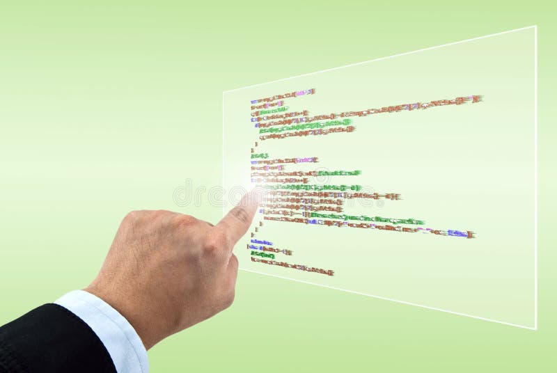 Main dirigeant la séquence type de programmation photographie stock libre de droits Main dirigeant la séquence type de programmation photographie stock libre de droits