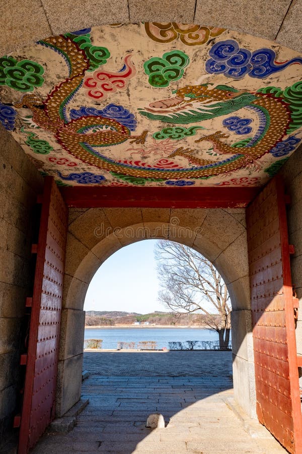 Main door in the gate of Gwangseongbo Fortress, part of the Gwangseongbo Fort, later named Anhaeru, Ganghwa, South Korea stock photo Main door in the gate of Gwangseongbo Fortress, part of the Gwangseongbo Fort, later named Anhaeru, Ganghwa, South Korea stock photo
