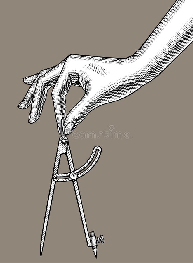 Main du ` s de femme avec une boussole pour le dessin illustration stock Main du ` s de femme avec une boussole pour le dessin illustration stock