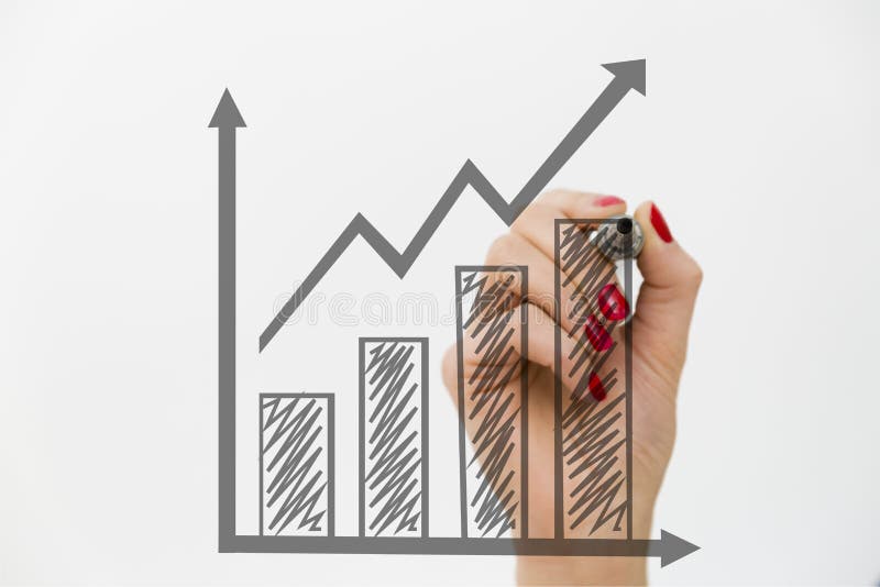 Woman`s hand drawing a graph. Growth and business concept. Woman`s hand drawing a graph. Growth and business concept.