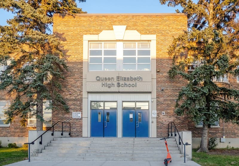 Main Entrance of the Queen Elizabeth High School Doors Editorial Stock