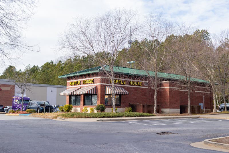 Main Facade of Waffle House Restaurant in Buford, Editorial