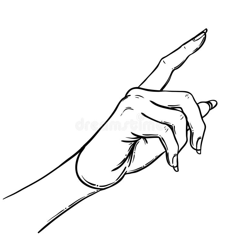 Main femelle se dirigeant sur quelque chose avec l'index Représentation du direc illustration stock Main femelle se dirigeant sur quelque chose avec l'index Représentation du direc illustration stock