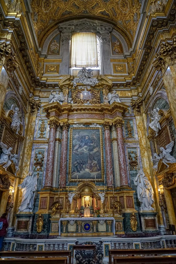 Main and Front Altar Inside the Basilica SS Ambrogio E Carlo in the ...