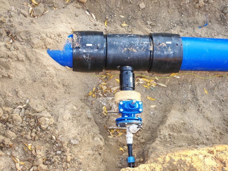 Main HDPE pipe of potable water supply with reduction valve