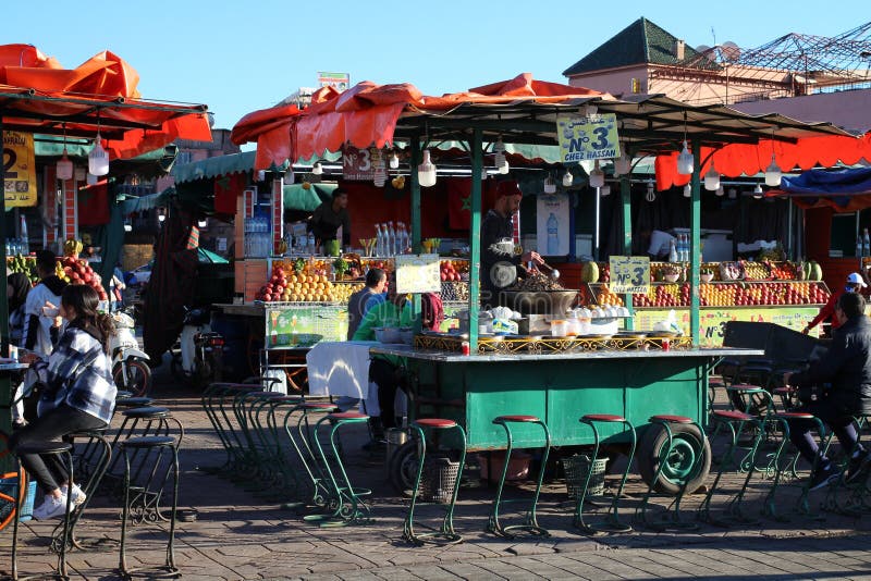 The Main Market of Marrakech. Cooking Street Food Editorial Photo